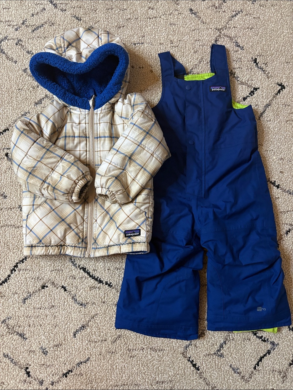 Patagonia toddler jacket/ H2O bibs 2T